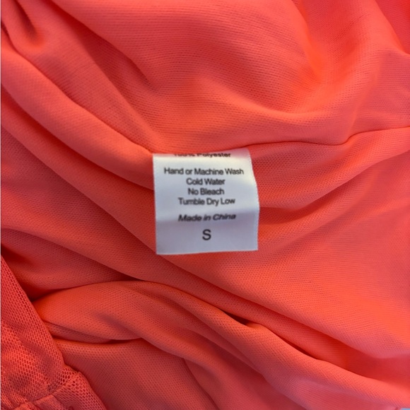 Lucy in the Sky Neon Coral Ruched Mini Dress – S - Picture 5 of 5